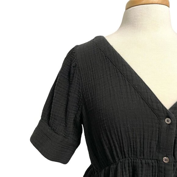 Madewell Gauze Tiered Midi Dress Short Sleeve Minimalist Classic Black size 4 - Picture 5 of 10